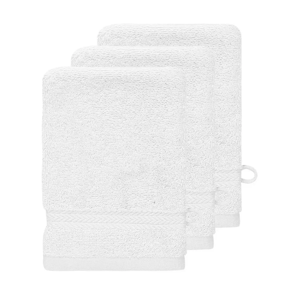 Gant De Toilette|Sensei Maison Lot de 3 gants de toilette 550 g/m² Blanc 16x22 cm LUXURY