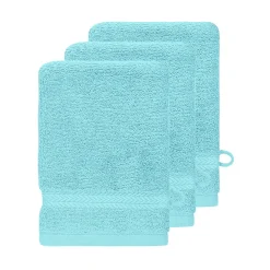 Sensei Maison Lot de 3 gants de toilette 550 g/m² Bleu Turquoise 16x22 cm LUXURY
