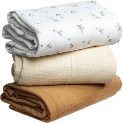 Sevira Kids Lot de 3 maxi langes melody écru et camel