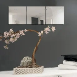 MSV Lot de 3 Miroirs carrés adhésifs 30x30x0.2cm