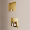 Italbox Lot de 2 Niches de Douche Or Satiné - 30x30 cm - Rangement Mural Salle de Bain - NOOK