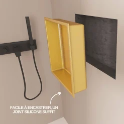 Italbox Lot de 2 Niches de Douche Or Satiné - 30x30 cm - Rangement Mural Salle de Bain - NOOK