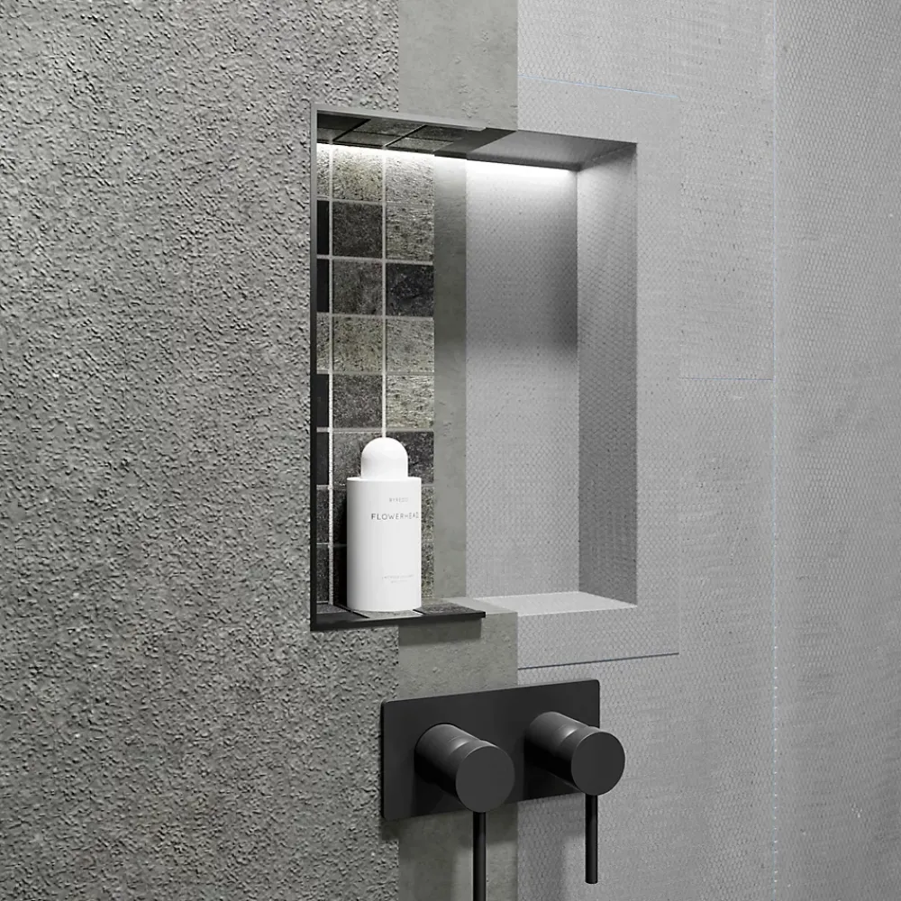 U-tile Lot de 2 niches de douche à carreler - formats intérieurs 40 x 20 cm - 9 cm de profondeur