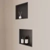 Niche De Salle De Bains|Italbox Lot de 2 Niches de Douche Noir Satiné - 30x30 cm - Rangement Mural Salle de Bain - NOOK