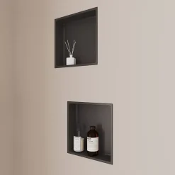 Niche De Salle De Bains|Italbox Lot de 2 Niches de Douche Noir Satiné - 30x30 cm - Rangement Mural Salle de Bain - NOOK