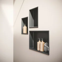 Niche De Salle De Bains|Italbox Lot de 2 Niches de Douche Noir Satiné - 30x30 cm - Rangement Mural Salle de Bain - NOOK