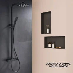 Niche De Salle De Bains|Italbox Lot de 2 Niches de Douche Noir Satiné - 30x30 cm - Rangement Mural Salle de Bain - NOOK