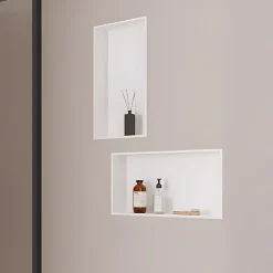 Niche De Salle De Bains|Italbox Lot de 2 Niches de Douche Blanc Satiné - 30x60 cm - Rangement Mural Salle de Bain - NOOK