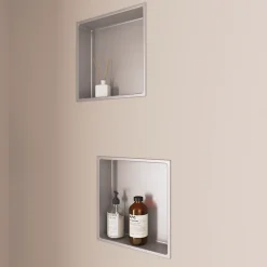 Niche De Salle De Bains|Italbox Lot de 2 Niches de Douche Gris Satiné - 30x30 cm - Rangement Mural Salle de Bain - NOOK
