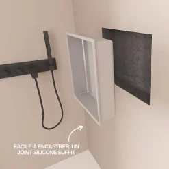 Niche De Salle De Bains|Italbox Lot de 2 Niches de Douche Gris Satiné - 30x30 cm - Rangement Mural Salle de Bain - NOOK