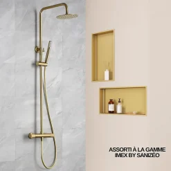 Italbox Lot de 2 Niches de Douche Or Satiné - 30x60 cm - Rangement Mural Salle de Bain - NOOK