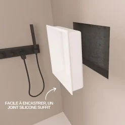 Niche De Salle De Bains|Italbox Lot de 2 Niches de Douche Blanc Satiné - 30x30 cm - Rangement Mural Salle de Bain - NOOK