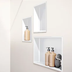 Niche De Salle De Bains|Italbox Lot de 2 Niches de Douche Blanc Satiné - 30x30 cm - Rangement Mural Salle de Bain - NOOK