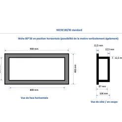 U-tile Lot de 2 niches de douche à carreler - formats intérieurs 40 x 40 cm - 9 cm de profondeur
