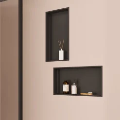 Niche De Salle De Bains|Italbox Lot de 2 Niches de Douche Noir Satiné - 30x60 cm - Rangement Mural Salle de Bain - NOOK