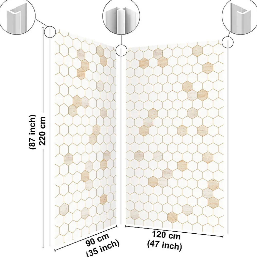 Panneau Mural De Salle De Bains|99Deco Lot de 2 panneaux de douche en PVC (90x220 & 120x220 cm) + profilés blanc - Hexa Travertin - Gris