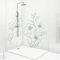 Panneau Mural De Salle De Bains|99Deco Lot de 2 panneaux de douche en aluminium (90x220 & 120x220 cm) + profilés blanc - Charme - Vert