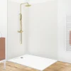 99Deco Lot de 2 panneaux de douche en PVC (90x220 & 120x220 cm) + profilés blanc - Pierre Claire - Gris
