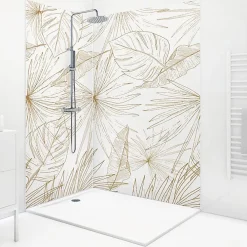 99Deco Lot de 2 panneaux de douche en PVC (90x220 & 120x220 cm) + profilés blanc - Lamnar Kola