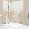 Panneau Mural De Salle De Bains|99Deco Lot de 2 panneaux de douche en PVC (90x220 & 120x220 cm) + profilés blanc - Motif végétal - Beige - Gaïa