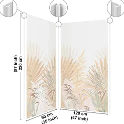 Panneau Mural De Salle De Bains|99Deco Lot de 2 panneaux de douche en PVC (90x220 & 120x220 cm) + profilés blanc - Motif végétal - Beige - Gaïa