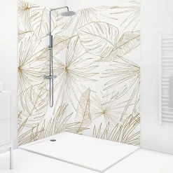 99Deco Lot de 2 panneaux de douche en aluminium (90x220 & 120x220 cm) + profilés blanc - Lamnar Kola