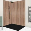 99Deco Lot de 2 panneaux de douche en aluminium (90x220 & 120x220 cm) + profilés noir - effet bois - Japandi - Marron et noir