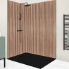 Panneau Mural De Salle De Bains|99Deco Lot de 2 panneaux de douche en PVC (90x220 & 120x220 cm) + profilés noir - effet bois - Japandi - Marron et noir