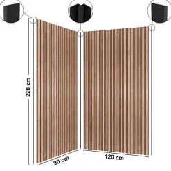 Panneau Mural De Salle De Bains|99Deco Lot de 2 panneaux de douche en PVC (90x220 & 120x220 cm) + profilés noir - effet bois - Japandi - Marron et noir