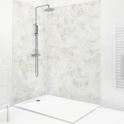 Panneau Mural De Salle De Bains|99Deco Lot de 2 panneaux de douche en PVC (90x220 & 120x220 cm) + profilés blanc - New Trashwall - Marron