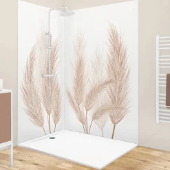 99Deco Lot de 2 panneaux de douche en aluminium (90x220 & 120x220 cm) + profilés blanc - Pampa - Marron