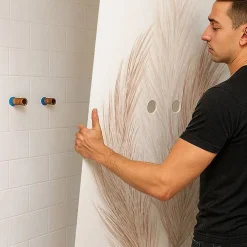 99Deco Lot de 2 panneaux de douche en aluminium (90x220 & 120x220 cm) + profilés blanc - Pampa - Marron