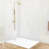 Panneau Mural De Salle De Bains|99Deco Lot de 2 panneaux de douche en PVC (90x220 & 120x220 cm) + profilés blanc - Effet Marbre clair