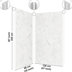 Panneau Mural De Salle De Bains|99Deco Lot de 2 panneaux de douche en PVC (90x220 & 120x220 cm) + profilés blanc - Effet Marbre clair