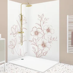 Panneau Mural De Salle De Bains|99Deco Lot de 2 panneaux de douche en aluminium (90x220 & 120x220 cm) + profilés blanc - Charme - Terracotta