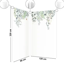 Panneau Mural De Salle De Bains|99Deco Lot de 2 panneaux de douche en aluminium (90x220 & 120x220 cm) + profilés blanc - Flowers in Rain - Multicolore