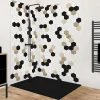 Panneau Mural De Salle De Bains|99Deco Lot de 2 panneaux de douche en aluminium (90x220 & 120x220 cm) + profilés blanc - Mix Hexa - Multicolore