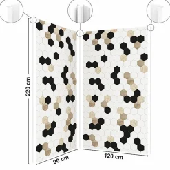 Panneau Mural De Salle De Bains|99Deco Lot de 2 panneaux de douche en aluminium (90x220 & 120x220 cm) + profilés blanc - Mix Hexa - Multicolore