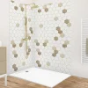 99Deco Lot de 2 panneaux de douche en aluminium (90x220 & 120x220 cm) + profilés blanc - Hexa Bois - Marron