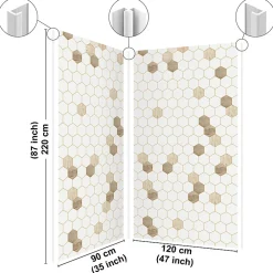 99Deco Lot de 2 panneaux de douche en aluminium (90x220 & 120x220 cm) + profilés blanc - Hexa Bois - Marron