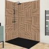 Panneau Mural De Salle De Bains|99Deco Lot de 2 panneaux de douche en aluminium (90x220 & 120x220 cm) + profilés noir - Wabi Sabi - Marron et nor