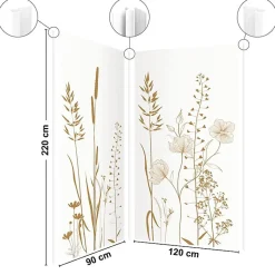 Panneau Mural De Salle De Bains|99Deco Lot de 2 panneaux de douche en aluminium (90x220 & 120x220 cm) + profilés blanc - Vegetalist - Marron