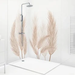 99Deco Lot de 2 panneaux de douche en PVC (90x220 & 120x220 cm) + profilés blanc - Pampa - Marron