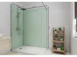 Vente-unique Lot de 2 panneaux muraux de douche vert clair en aluminium avec profilés - L90 x L120 x H210 cm - ITZIAR