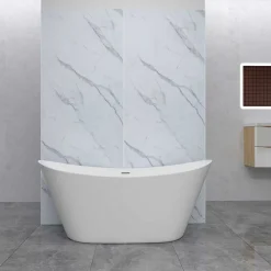 AICA Sanitaire Lot de 2 panneaux muraux de douche effet Marbre en Aluminium avec 1 profilés,L100xL90xH210 cm ,Protection murale,Antimoisissure