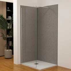 AICA Sanitaire Lot de 2 panneaux muraux de douche gris mural aluminium avec 3 profiles - L.90 x L.90 x H.210 cm - facile à nettoyer