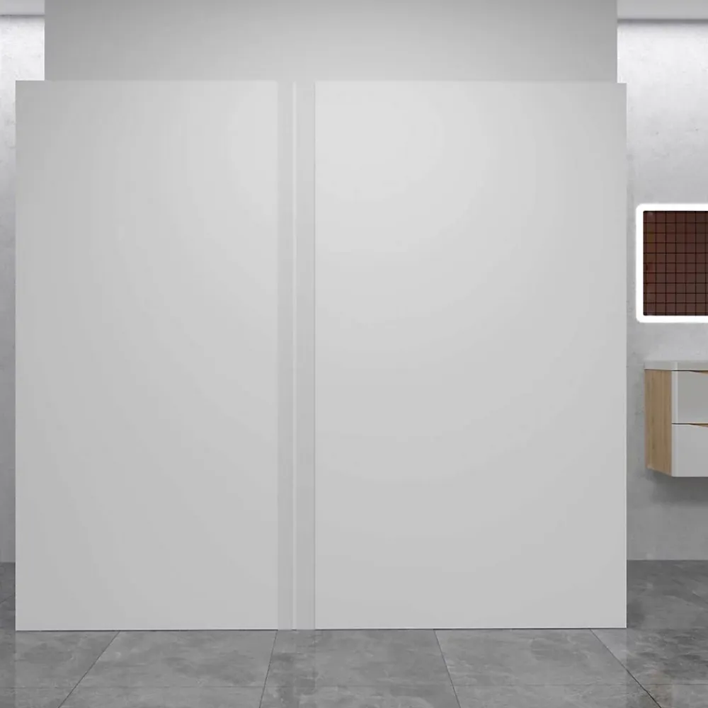 Panneau Mural De Salle De Bains|AICA Sanitaire Lot de 2 panneaux muraux de douche blanc mural aluminium avec 1 profile - L.100 x L.120 x H.210 cm - durable et facile à nettoyer