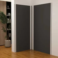 Panneau Mural De Salle De Bains|AICA Sanitaire Lot de 2 panneaux muraux de douche Noir mural aluminium avec 3 profiles - L.90 x L.120 x H.210 cm - durable et facile à nettoyer