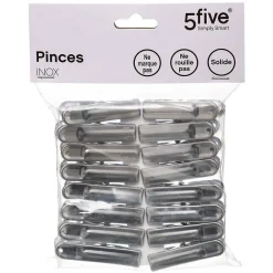 Etendoir À Linge|5Five Lot de 16 pinces à linge en inox -