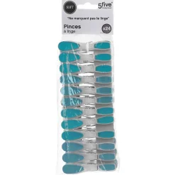 Etendoir À Linge|5Five Lot de 24 pinces à linge en plastique Rubber -